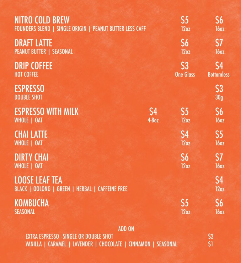 Menu | Ginger Beard Coffee